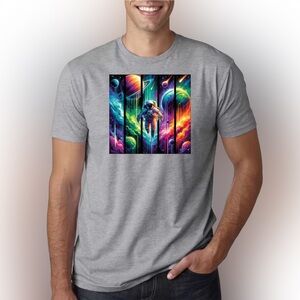 Astronaut Space Graphic T-Shirt Psychedelic Galaxy Art Tee Gift for Space Lovers